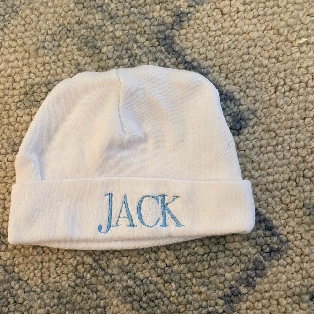 “Jack” embroidered newborn hat
